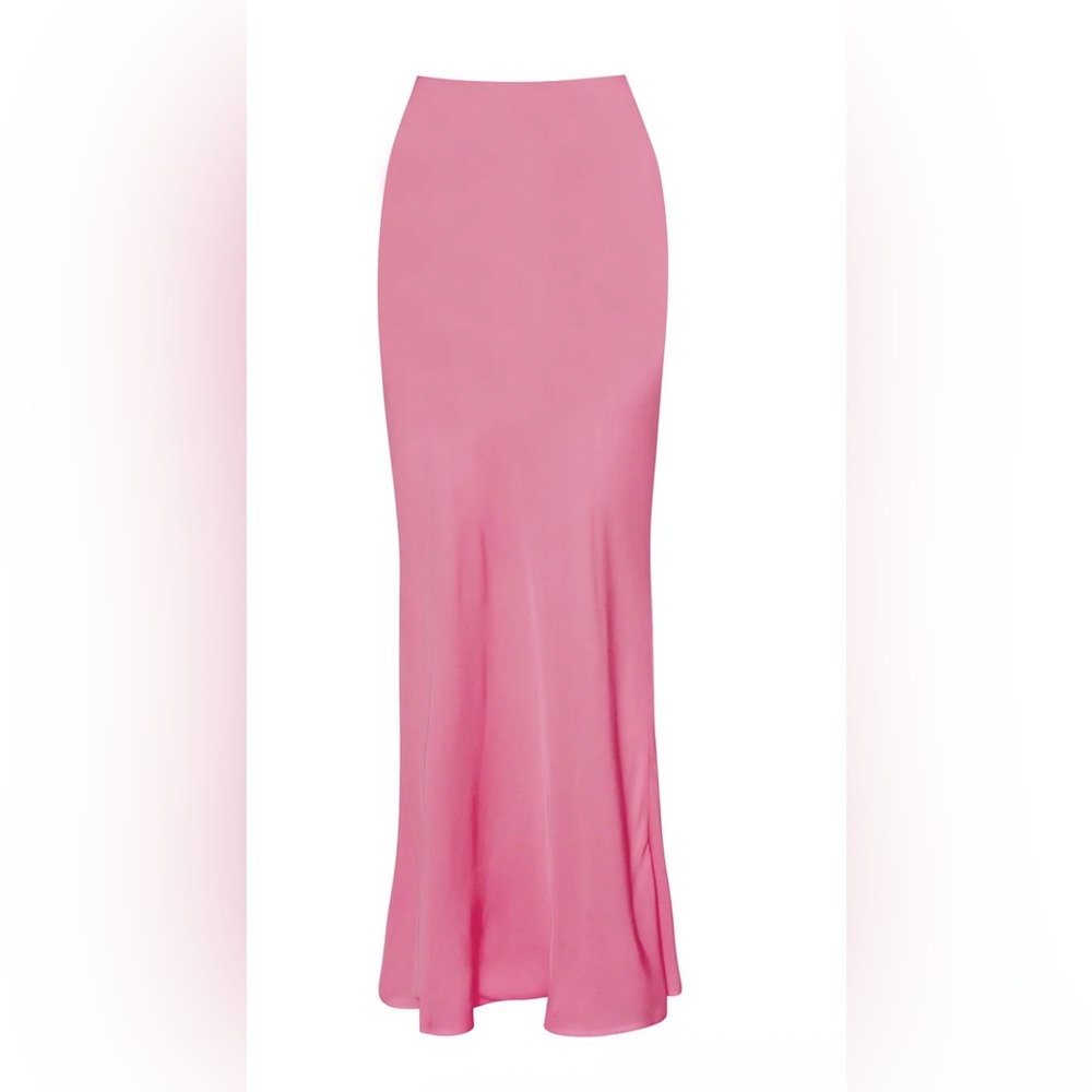 Rezek Studio Silk Maxi Shimmy Skirt in pink size S